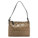 FENDI Zucchino Canvas Accessory Pouch Enamel Brown Gold Auth 141994-13