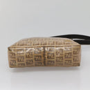 FENDI Zucchino Canvas Accessory Pouch Enamel Brown Gold Auth 141994-5