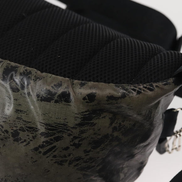 CHANEL Sports COCO Mark Waist Bag Coated Canvas Black CC Auth 142004