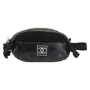 CHANEL Sports COCO Mark Waist Bag Coated Canvas Black CC Auth 142004-13