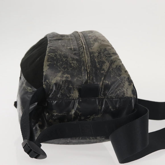 CHANEL Sports COCO Mark Waist Bag Coated Canvas Black CC Auth 142004