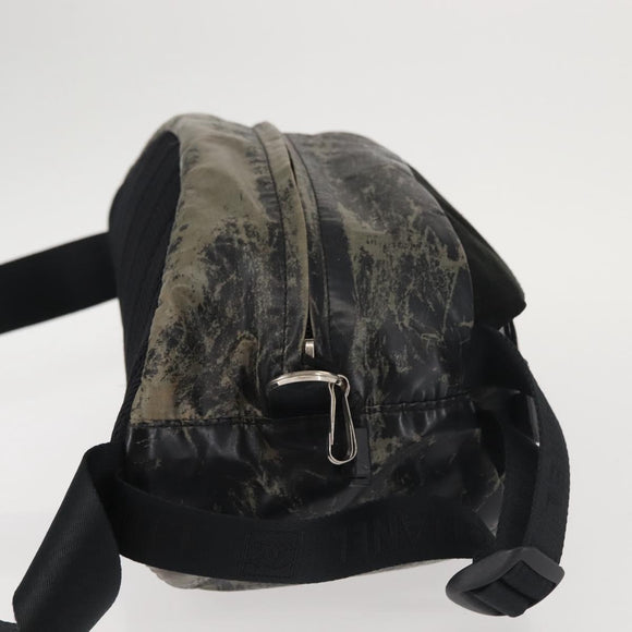 CHANEL Sports COCO Mark Waist Bag Coated Canvas Black CC Auth 142004