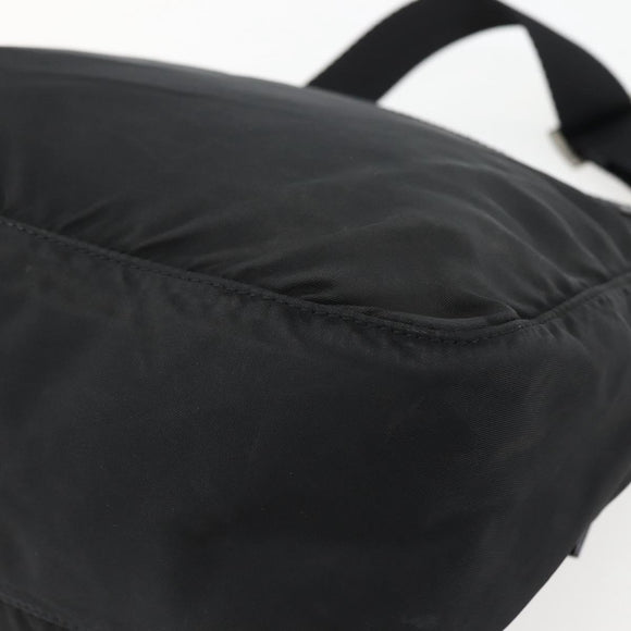 PRADA Chain Shoulder Bag Nylon Black Silver Auth 142007