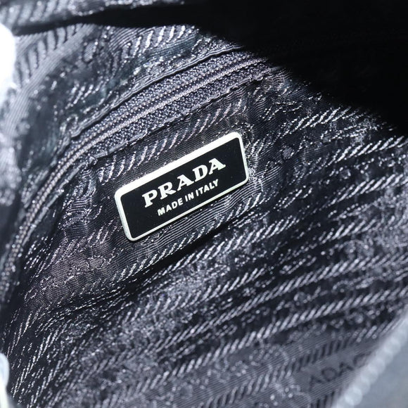 PRADA Chain Shoulder Bag Nylon Black Silver Auth 142007