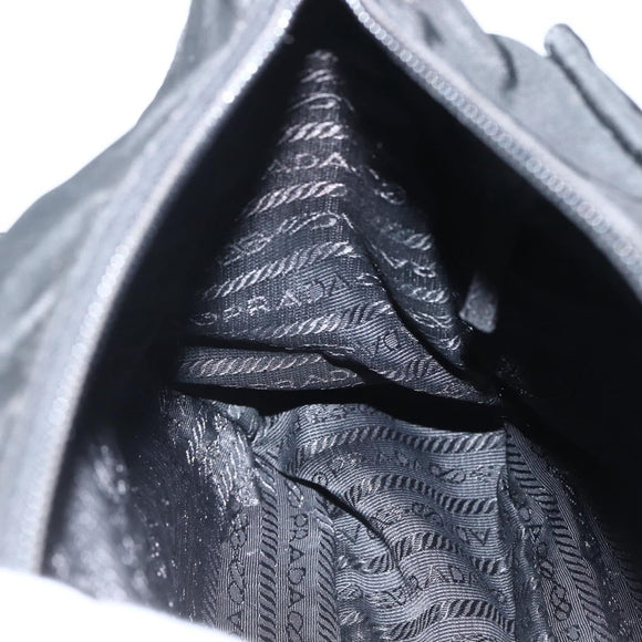PRADA Chain Shoulder Bag Nylon Black Silver Auth 142007