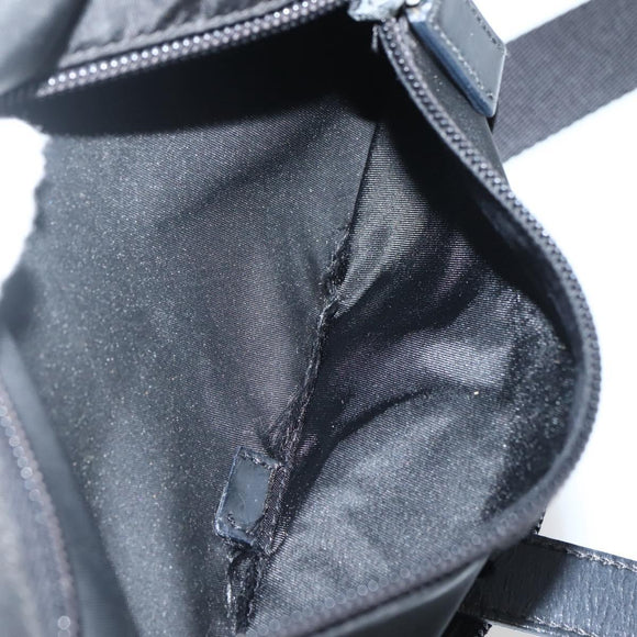 PRADA Chain Shoulder Bag Nylon Black Silver Auth 142007