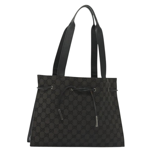 GUCCI GG Canvas Tote Bag Black Silver 002 1053 Auth 142008
