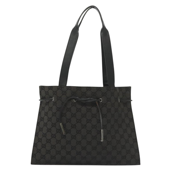 GUCCI GG Canvas Tote Bag Black Silver 002 1053 Auth 142008