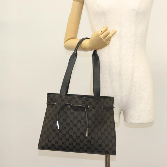 GUCCI GG Canvas Tote Bag Black Silver 002 1053 Auth 142008