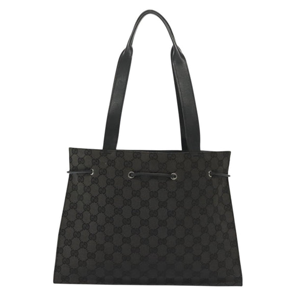 GUCCI GG Canvas Tote Bag Black Silver 002 1053 Auth 142008