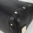 BVLGARI Shoulder Bag Leather Black Gold Auth 142010V-17