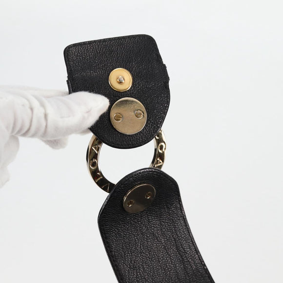 BVLGARI Shoulder Bag Leather Black Gold Auth 142010V