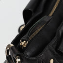 BVLGARI Shoulder Bag Leather Black Gold Auth 142010V-22