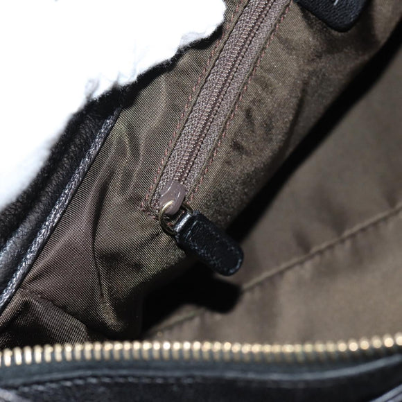 BVLGARI Shoulder Bag Leather Black Gold Auth 142010V