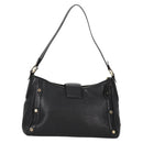 BVLGARI Shoulder Bag Leather Black Gold Auth 142010V-2