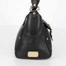 BVLGARI Shoulder Bag Leather Black Gold Auth 142010V-4