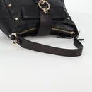 BVLGARI Shoulder Bag Leather Black Gold Auth 142010V-7
