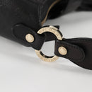 BVLGARI Shoulder Bag Leather Black Gold Auth 142010V-8