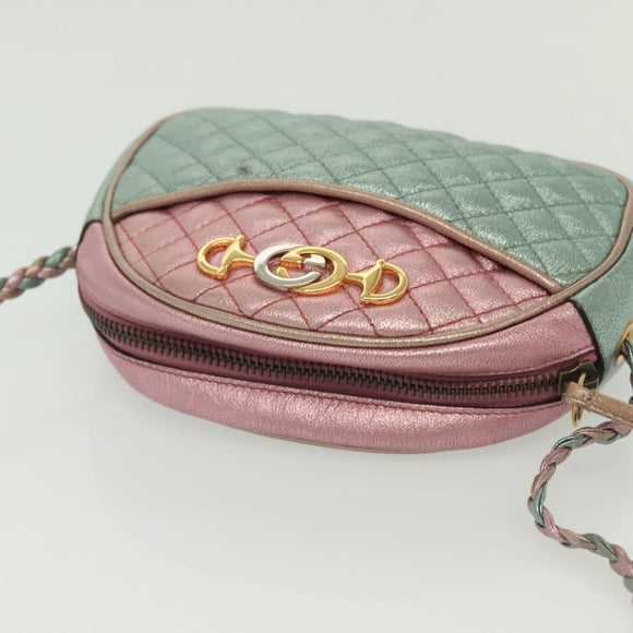 GUCCI Zumi Shoulder Bag Leather Multicolor gold Auth 142011