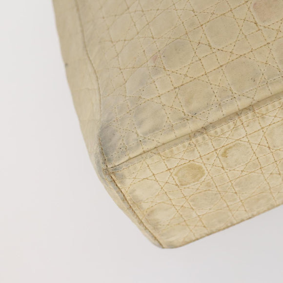 Christian Dior Canage Lady Dior Hand Bag Nylon Beige Gold Auth 142012