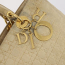 Christian Dior Canage Lady Dior Hand Bag Nylon Beige Gold Auth 142012-14