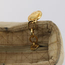 Christian Dior Canage Lady Dior Hand Bag Nylon Beige Gold Auth 142012-15