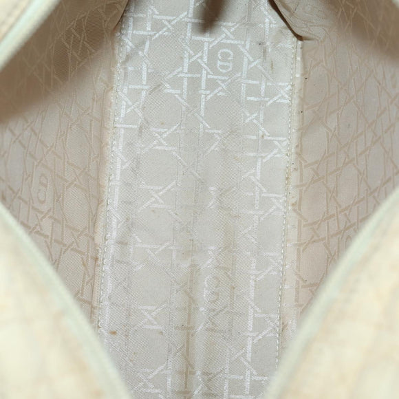 Christian Dior Canage Lady Dior Hand Bag Nylon Beige Gold Auth 142012