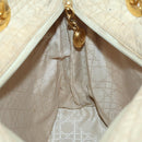 Christian Dior Canage Lady Dior Hand Bag Nylon Beige Gold Auth 142012-17