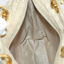 Christian Dior Canage Lady Dior Hand Bag Nylon Beige Gold Auth 142012-18