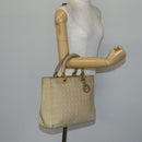 Christian Dior Canage Lady Dior Hand Bag Nylon Beige Gold Auth 142012-22