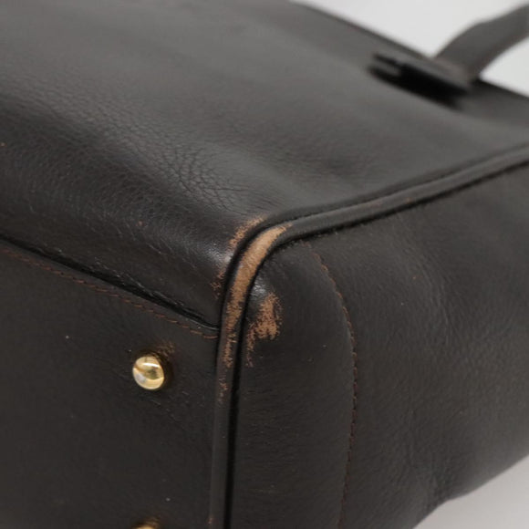 LOEWE Heritage Tote Bag Leather Dark Brown Gold Auth 142015