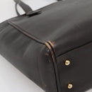 LOEWE Heritage Tote Bag Leather Dark Brown Gold Auth 142015-14