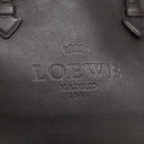 LOEWE Heritage Tote Bag Leather Dark Brown Gold Auth 142015-17