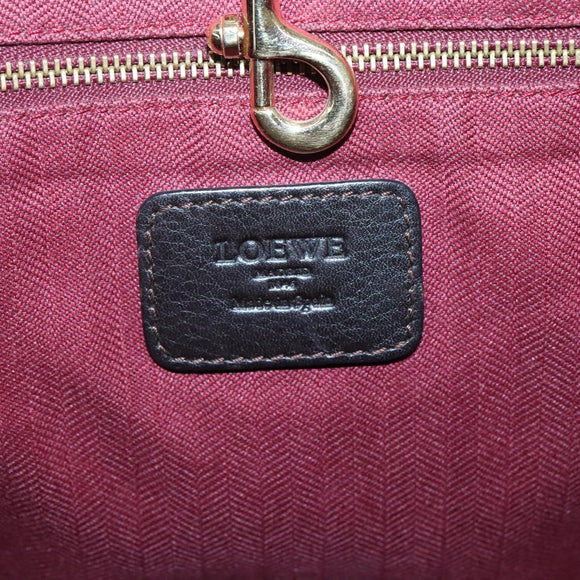 LOEWE Heritage Tote Bag Leather Dark Brown Gold Auth 142015