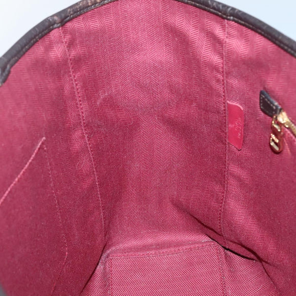 LOEWE Heritage Tote Bag Leather Dark Brown Gold Auth 142015