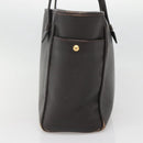 LOEWE Heritage Tote Bag Leather Dark Brown Gold Auth 142015-4
