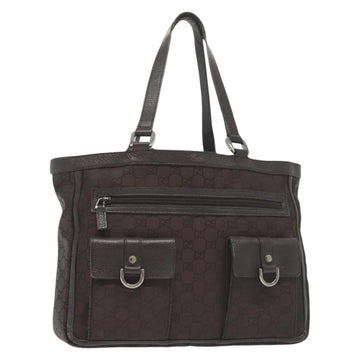 GUCCI GG Canvas Abbey Tote Bag Nylon Outlet Dark Brown Silver 268639 Auth 142024
