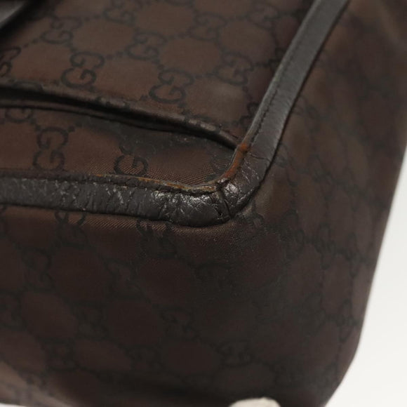 GUCCI GG Canvas Abbey Tote Bag Nylon Outlet Dark Brown Silver 268639 Auth 142024