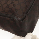 GUCCI GG Canvas Abbey Tote Bag Nylon Outlet Dark Brown Silver 268639 Auth 142024-13