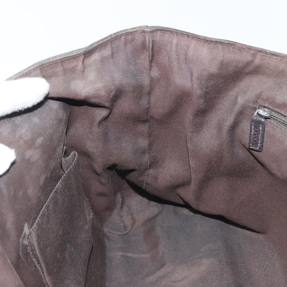 GUCCI GG Canvas Abbey Tote Bag Nylon Outlet Dark Brown Silver 268639 Auth 142024