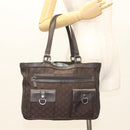 GUCCI GG Canvas Abbey Tote Bag Nylon Outlet Dark Brown Silver 268639 Auth 142024-23