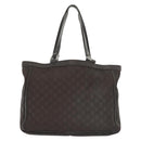 GUCCI GG Canvas Abbey Tote Bag Nylon Outlet Dark Brown Silver 268639 Auth 142024-3