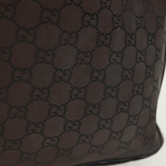 GUCCI GG Canvas Abbey Tote Bag Nylon Outlet Dark Brown Silver 268639 Auth 142024