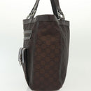GUCCI GG Canvas Abbey Tote Bag Nylon Outlet Dark Brown Silver 268639 Auth 142024-5