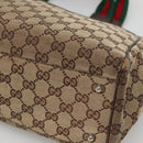 GUCCI GG Canvas Web Sherry Line Tote Bag Beige Silver 145758 Auth 142027-12
