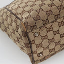 GUCCI GG Canvas Web Sherry Line Tote Bag Beige Silver 145758 Auth 142027-13