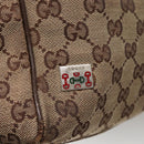 GUCCI GG Canvas Web Sherry Line Tote Bag Beige Silver 145758 Auth 142027-14