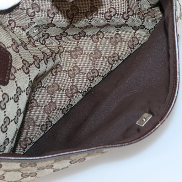 GUCCI GG Canvas Web Sherry Line Tote Bag Beige Silver 145758 Auth 142027