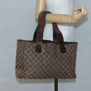 GUCCI GG Canvas Web Sherry Line Tote Bag Beige Silver 145758 Auth 142027-22