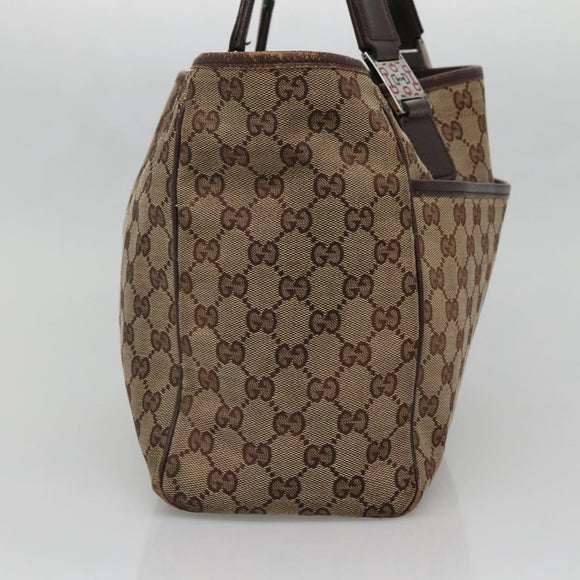 GUCCI GG Canvas Web Sherry Line Tote Bag Beige Silver 145758 Auth 142027